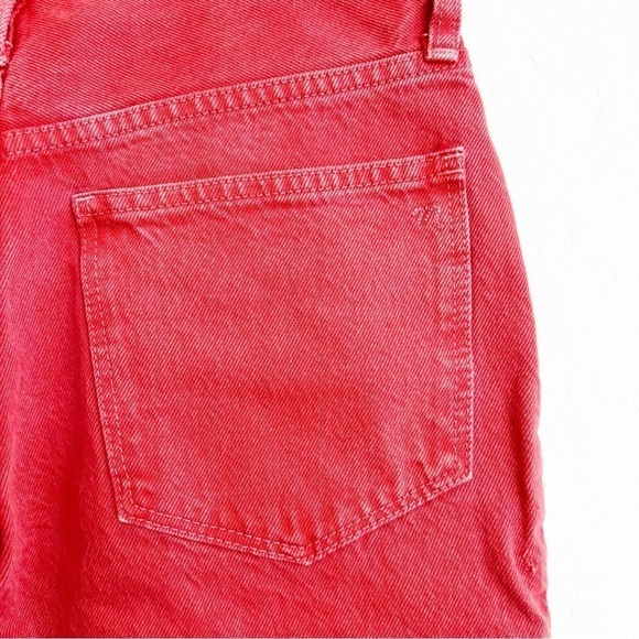Madewell Women’s Mom Jeans Garment Dyed Edition Red Salmon Ankle 25 - Picture 6 of 8